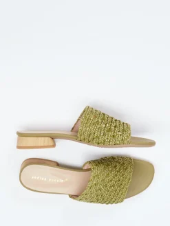 Damen Andrea Puccini – Pantolette aus Flechtleder Oliv