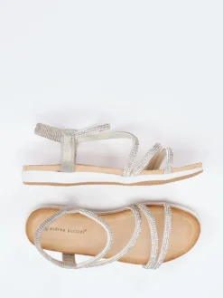 Damen Andrea Puccini – Riemchensandalen aus Metallicleder