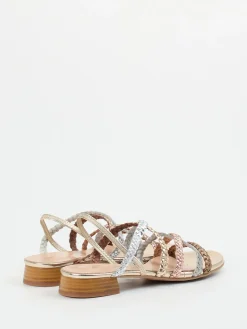 Damen Andrea Puccini – Riemchensandale aus Metallicsynthetik