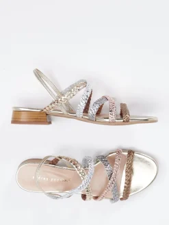 Damen Andrea Puccini – Riemchensandale aus Metallicsynthetik