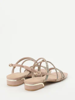 Damen Andrea Puccini – Riemchensandale aus Metallicleder Rosé