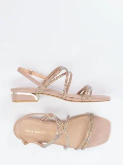 Damen Andrea Puccini – Riemchensandale aus Metallicleder Rosé