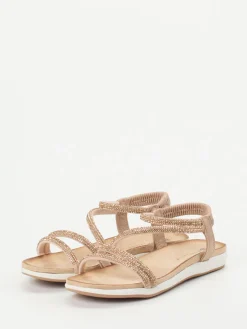 Damen Andrea Puccini – Riemchensandale aus Metallicleder Rosé