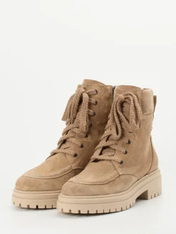 Damen Andrea Puccini – Schnürboots aus Veloursleder in Sandbeige