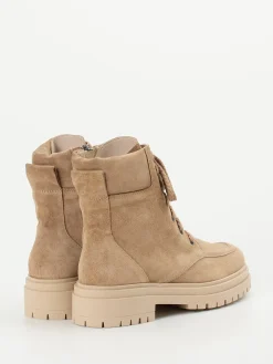 Damen Andrea Puccini – Schnürboots aus Veloursleder in Sandbeige