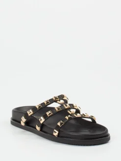 Damen Andrea Puccini – Slides aus Leder mit Nieten in