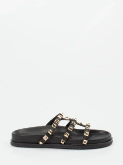 Damen Andrea Puccini – Slides aus Leder mit Nieten in