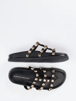 Damen Andrea Puccini – Slides aus Leder mit Nieten in