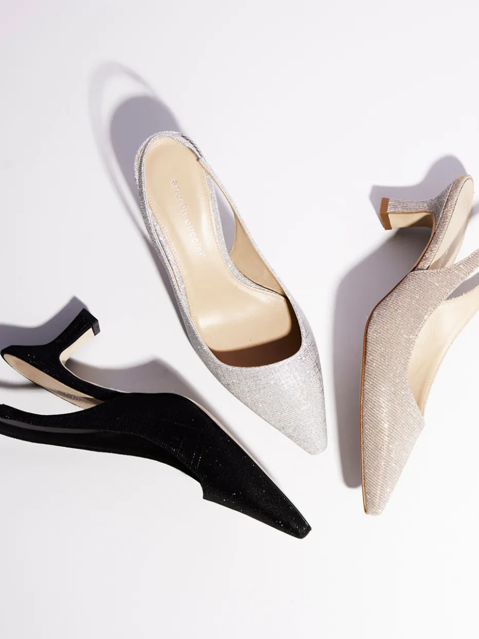 Damen Andrea Puccini – Slingback-Pumps aus Metallicleder