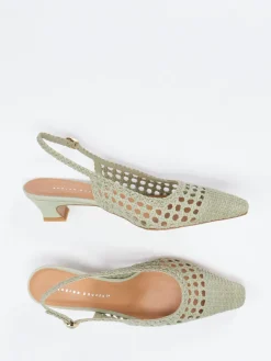 Damen Andrea Puccini – Slingpumps aus Flechtleder Salbei