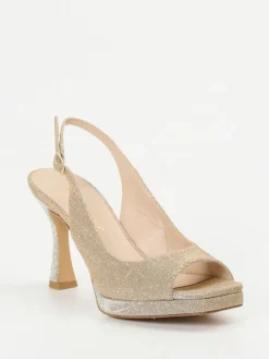 Damen Andrea Puccini – Slingpumps aus Metallicleder Champagner