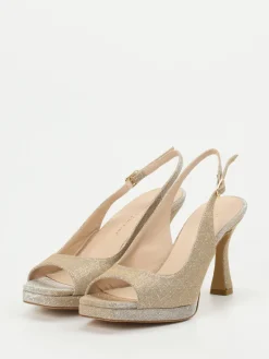 Damen Andrea Puccini – Slingpumps aus Metallicleder Champagner