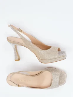 Damen Andrea Puccini – Slingpumps aus Metallicleder Champagner