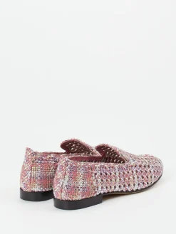 Damen Andrea Puccini – Slipper aus Flechtleder in Rosé-Metallic