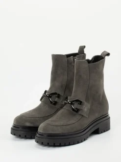 Damen Andrea Puccini – Stiefelette aus Veloursleder stein