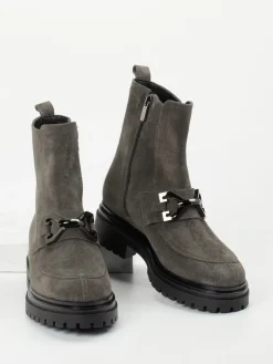 Damen Andrea Puccini – Stiefelette aus Veloursleder stein