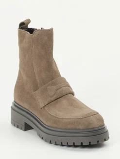 Damen Andrea Puccini – Stiefeletten aus Veloursleder Taupe