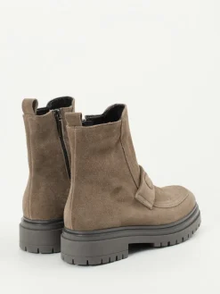 Damen Andrea Puccini – Stiefeletten aus Veloursleder Taupe