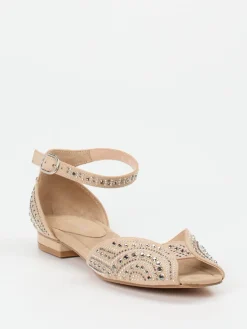 Damen Andrea Puccini – Zehensandalen aus Textil mit Strass