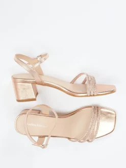 Damen Andrea Sabatini – Abendsandale aus Metallicleder Roségold