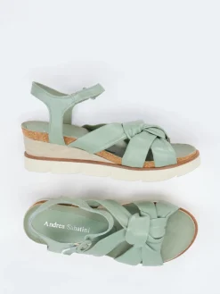 Damen Andrea Sabatini – Keilsandalette aus Lammleder salbei