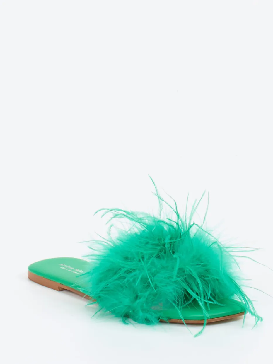 – Pantolette aus Fell Smaragd*Andrea Sabatini Hot
