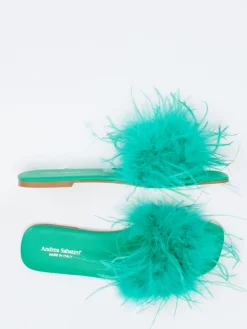 – Pantolette aus Fell Smaragd*Andrea Sabatini Hot