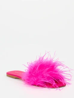 – Pantoletten aus Fell in Neon*Andrea Sabatini Hot