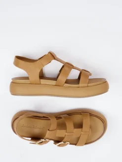 Damen Andrea Sabatini – Plateau-Sandalen aus Kalbleder cognac