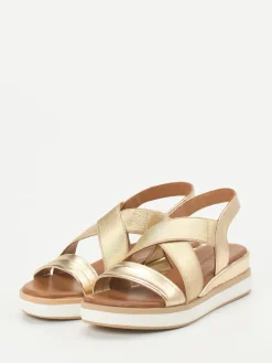 Damen Andrea Sabatini – Plateausandale aus Metallicleder