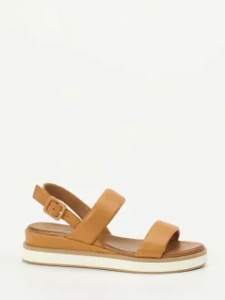 Damen Andrea Sabatini – Plateau-Sandalen aus Kalbleder cognac