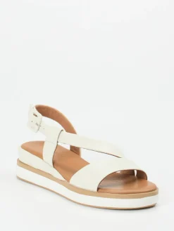 Damen Andrea Sabatini – Plateau-Sandale aus Leder cremeweiß