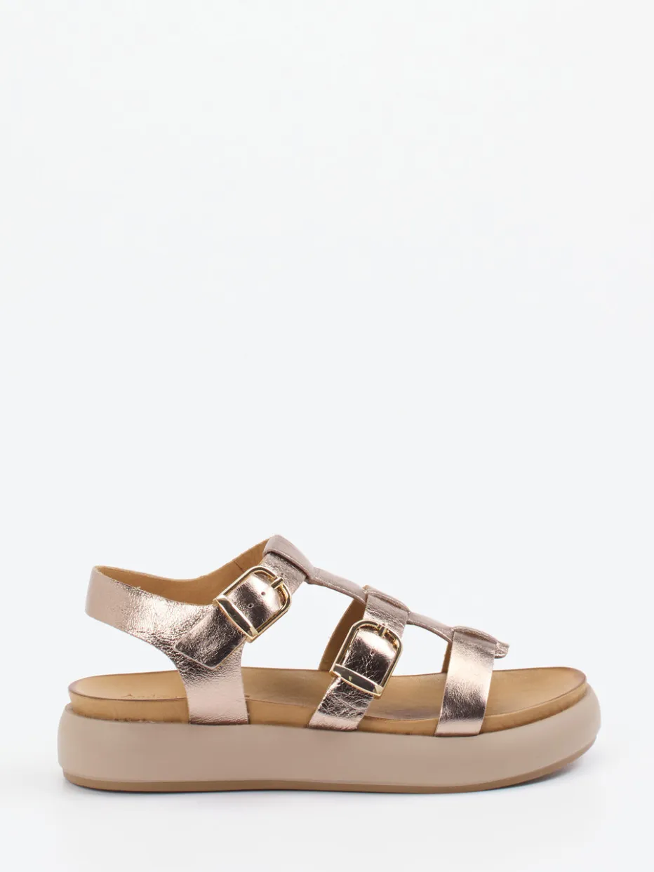 Damen Andrea Sabatini – Plateau-Sandalen aus Metallic-Leder Roségold