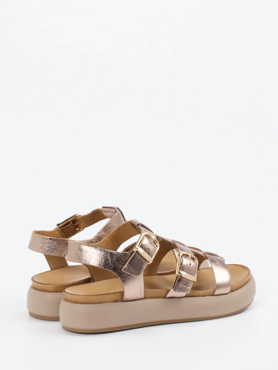 Damen Andrea Sabatini – Plateau-Sandalen aus Metallic-Leder Roségold
