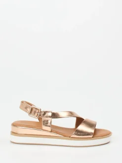 – Plateau-Sandale aus Metallicleder Roségold*Andrea Sabatini Online