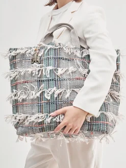 Damen ANOKHI – Shopper aus Textil mit Fransenbesatz