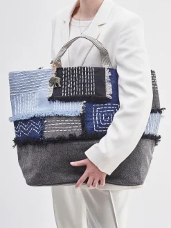 Damen ANOKHI – Shopper aus Textil im Patchwork-Design