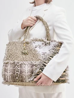 Damen ANOKHI – Shopper aus Textil mit Animal-Patchwork