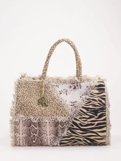 Damen ANOKHI – Shopper aus Textil mit Animal-Patchwork