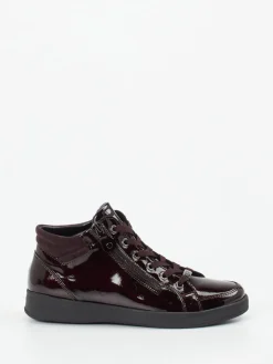 Damen Ara – High-Top Sneaker aus Lackleder Dunkelbordeaux