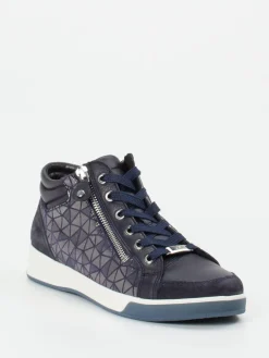 Damen Ara – High-Top-Sneaker aus Metallicleder Dunkel