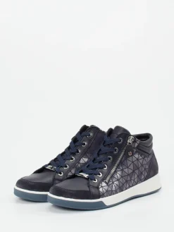 Damen Ara – High-Top-Sneaker aus Metallicleder Dunkel