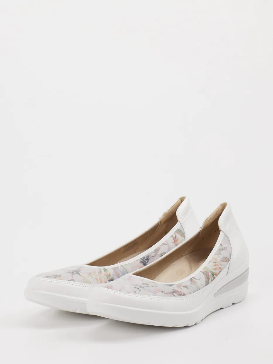 – Komfort-Ballerinas aus Leder Weiß floral*Ara Online