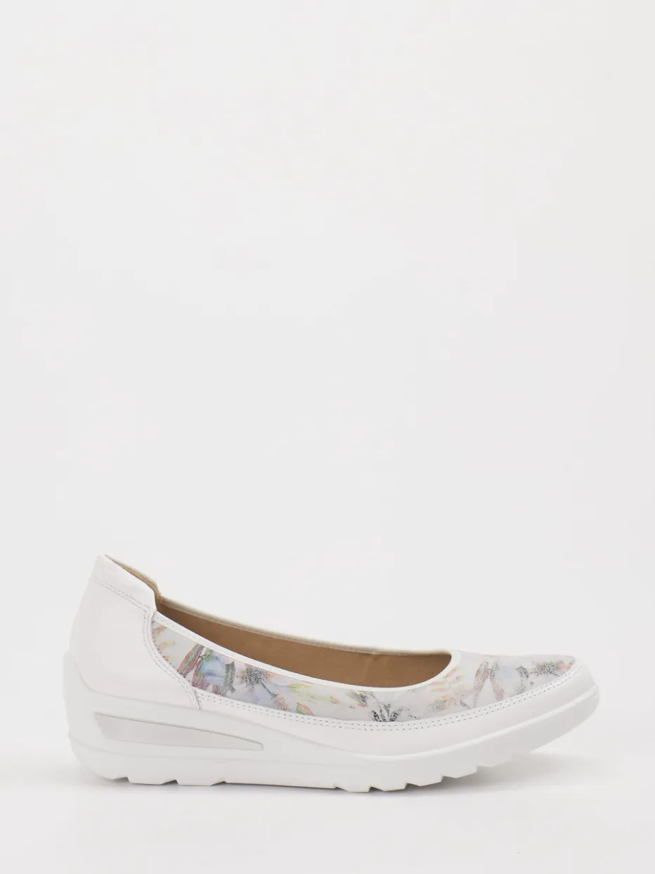– Komfort-Ballerinas aus Leder Weiß floral*Ara Online