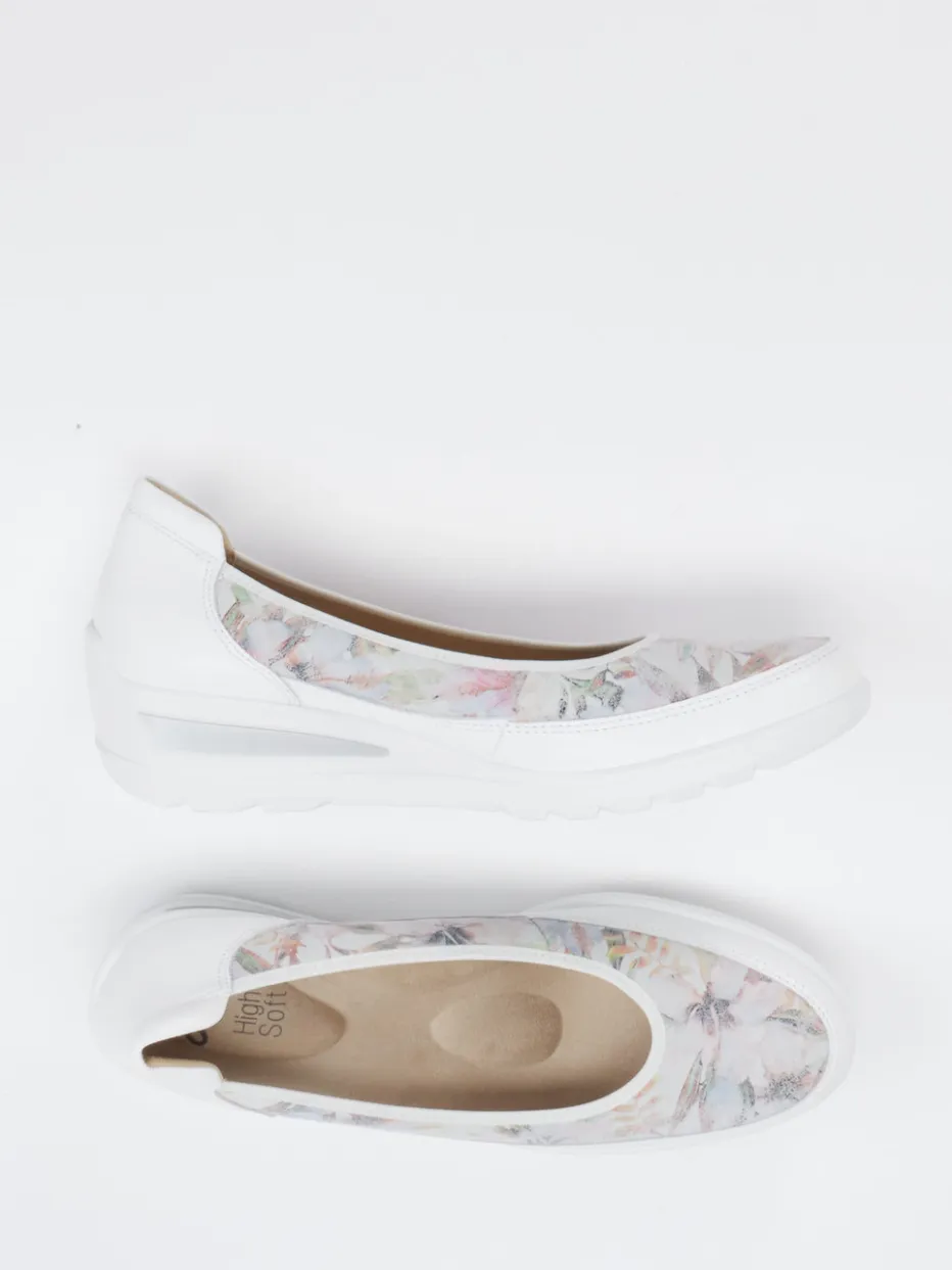 – Komfort-Ballerinas aus Leder Weiß floral*Ara Online