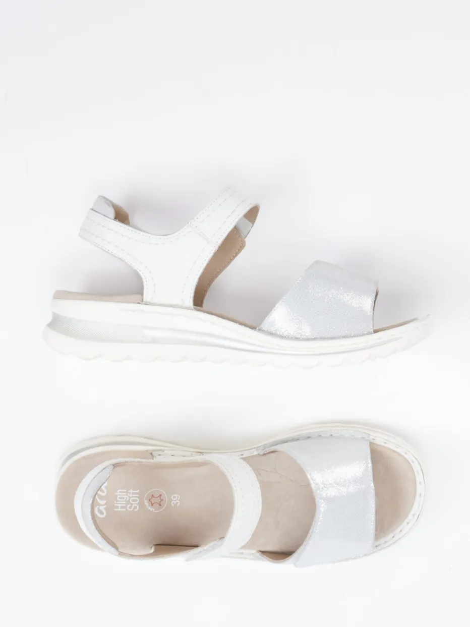 Damen Ara – Komfortsandale aus Kalbleder und Metallicleder