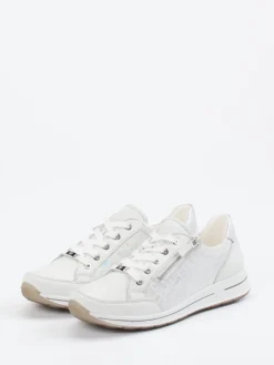 Damen Ara – Komfort-Sneaker aus geprägtem Leder Offwhite