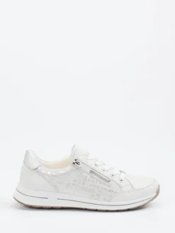 Damen Ara – Komfort-Sneaker aus geprägtem Leder Offwhite