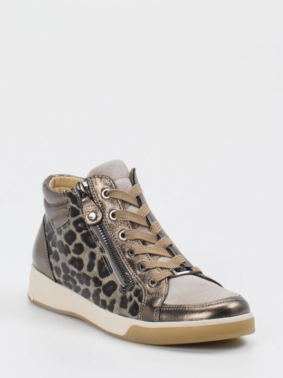 – Mid-Top Sneaker aus geprägtem Leder bronze*Ara Clearance