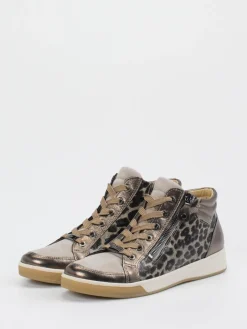 – Mid-Top Sneaker aus geprägtem Leder bronze*Ara Clearance